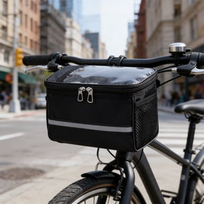 Yhmxh Bike Handlebar Bag Bike Basket, Large Capacity Multi-Purpose Detachable Bicycle Front Basket, Front Storage Bag with Reflective Strip for Shopping Commuter Pet Camping Outdoor