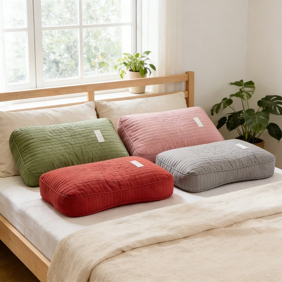 Yhmxh Buckwheat Pillow & Cervical Pillows for Sleeping, Organic Buckwheat Hulls Rectangular Neck Pillow, Breathable Cooling Technology Summer Pillow, Relieve Cervical Pain (20"x10")