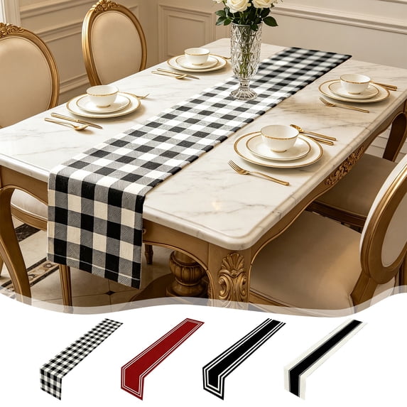 Yhmxh Buffalo Plaid Linen Table Runner, 72 Inch Long, Rustic Farmhouse Dresser Runners Cover Top for Bedroom, Classic Gingham Tabletop Table Decor for Birthday Party Decorations