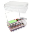 thumbnail image 1 of Yhmxh C Pencil Box, Double Layer Large Capacity Pencil Box, Hard Pen Case with Snap-tight Lid, Plastic Pencils Case for Office Supplies Pen Boxes, Storage Organizer for Gel Pens Erasers-Transparent, 1 of 6