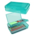 thumbnail image 1 of Yhmxh C Pencil Box, Double Layer Large Capacity Pencil Box, Hard Pen Case with Snap-tight Lid, Plastic Pencils Case for Office Supplies Pen Boxes, Storage Organizer for Gel Pens Erasers-Transparent, 1 of 6
