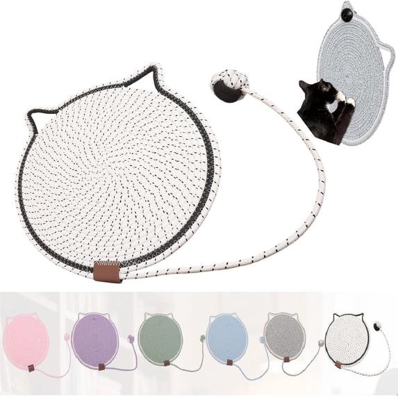 Yhmxh Cat Scratcher Mat, Natural Cotton Rope Cat Scratching Pad, 19.68" Round Cat Wall & Floor Scratch Pad, Durable Double - Sided Cat Scratcher, Furniture Protector for Wall, Sofa, Couch, Carpet