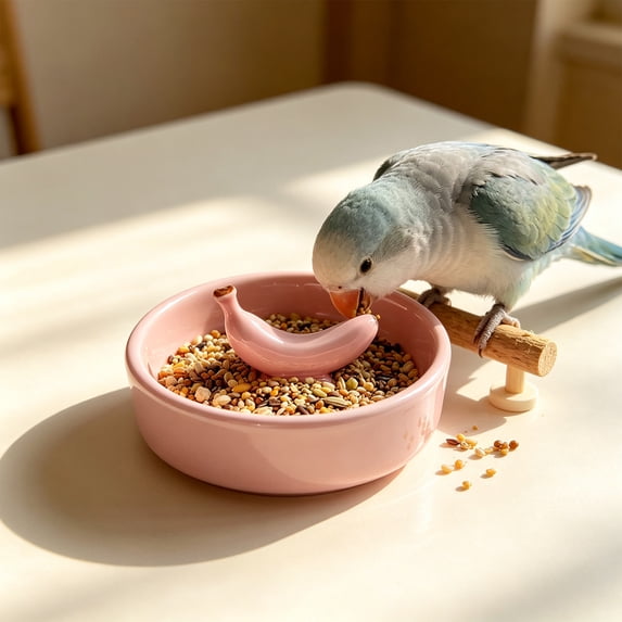 Yhmxh Ceramic Bird Feeding Bowl, Cute Bird Food Dish, Splatter Proof Parrot Cockatiel Feeder Dish, Heavy Base Ceramic Bird Feed Bowl for Small Medium Parrots Pet Bird Cage Daily Feeding Supplies