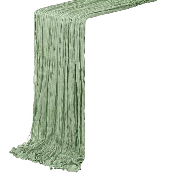 Yhmxh Cheesecloth Table Runner 35"x118", Boho Table Runner Decor Soft Gauze Rustic Wrinkle Wedding Table Decor for 10ft Table Birthday Party, Baby Shower, Bridal Shower, Home & Event Decor