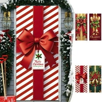 Yhmxh Christmas Bow Door Cover 35x78 Inch Merry Christmas Porch Sign Hanging Banner for Front Door, Indoor Outdoor Door Cover Decoration Christmas Door Decor Gift Box Bow Banner Cover for Porch Home