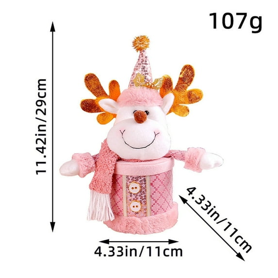 Yhmxh Christmas Candy Jar Cookie Jar with Plush Doll Lid Reindeer Snowman Jar Food Storage Container Bottle for Xmas Party Gifts Packaging Christmas Decorations on 11.42x4.3x4.3in - Reindeer