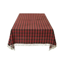 Yhmxh Christmas Checkered Tablecloth Rectangle, 40 x 56 Inch Buffalo Plaid Cotton Flannel Table Cloths with Tassel, Xmas Winter Stain Resistant Washable Table Cover for Holiday/Party/Dining Decor