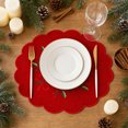 thumbnail image 1 of Yhmxh Christmas Embroidered Round Placemats, 11.81 Inch Scalloped Edge Red Holiday Table Mats, Washable Xmas Poinsettia Embroidery Decorative Table Placemat for Christmas Dinner Table Decoration, 1 of 6