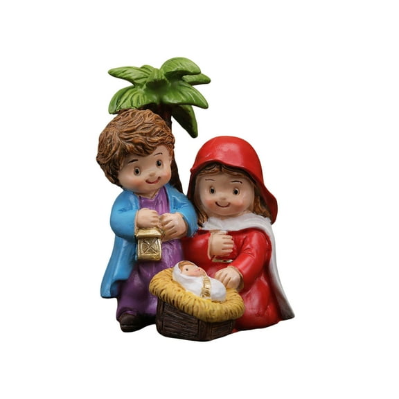 Yhmxh Christmas Figurines Mini Nativity Tabletop Scenes Desktop Ornament St Anthony Statues Anthony Figure Religious Ornament Holy Family Nativity Scene Baby Jesus Resin Christmas Ornaments