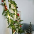 thumbnail image 1 of Yhmxh Christmas Garland with String Lights, 6.5 Ft 20 LED Pine Cone Red Berry Bells Garland Lights, Indoor Christmas Vines Decorations for Home and Fireplace Mantel Decor, Christmas Tree Decor, 1 of 6