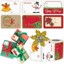 Yhmxh Christmas Gift Tag Stickers Tags Labels, 250 PCS Self Adhesive Christmas Name Tags Stickers for Christmas, Xmas Waterproof Decorative Labels for Christmas Card Gifts Christmas Party Decor