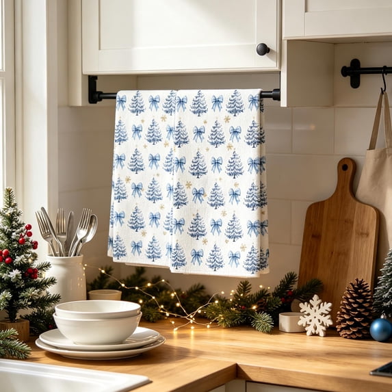 Yhmxh Christmas Kitchen Towels Set of 2, Christmas Tree Decorative Dish Towels, Absorbent Soft Holiday Hand Towels, Xmas Tea Towels for Kitchen Counter, Cooking, Christmas Decoration 15.75"x23.62"