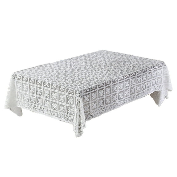 Yhmxh Christmas Lace Tablecloth White Square Table Cloth for Kitchen, Crochet Lace Tablecloths lace Table Covers, 51"X51" Floral Lace Embroidered Table Cloth for Baby Showers Wedding Party Decor