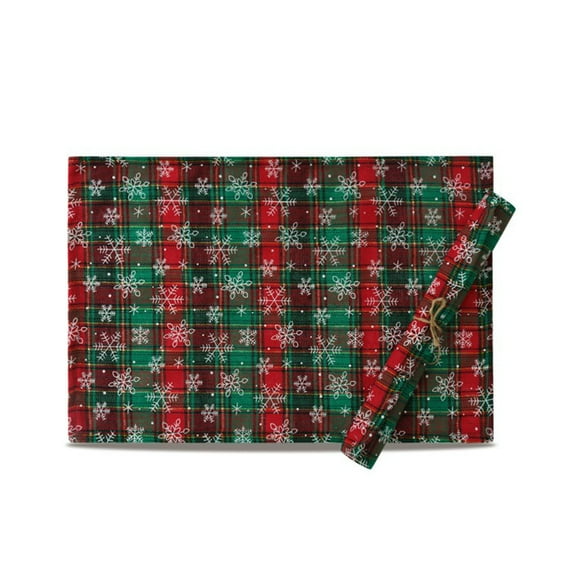 Yhmxh Christmas Placemats, Xmas Buffalo Plaid Festive Table Mat, Cotton Reusable Gingham Christmas Checkered Tartan Placemats Decorative Washable Table Mats for Dining Parties Holiday Decor