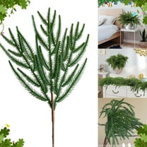 Yhmxh Christmas Real Touch Norfolk Stems, 23Inch Large Artificial Pine Branches Faux Evergreen Pine Sprigs Fake Foliage Greenery Picks Pine Tree for Christmas Wreath Making DIY Crafts Home Decoration