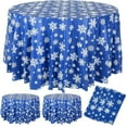 thumbnail image 1 of Yhmxh Christmas Snowflake Tablecloth Winter Round Plastic Party 83.9 Inch Large Christmas Tablecloth Disposable Snowflake Xmas Backdrop Sign Table Cover Banner for Home Kitchen Party Picnic Dinner, 1 of 7