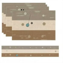 Yhmxh Christmas Table Runner and Placemats Set of 6, Merry Christma Heat Resistant Place Mats with Table Runner, Winter Seasonal Christmas Kitchen Dining Table Decoration for Home Party 12"x18"