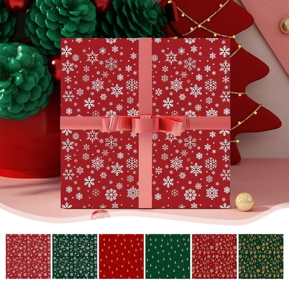 Yhmxh Christmas Wrapping Paper Rustic Holiday Woodland Scenes Christmas Gift Wrapping Paper And DIY Handmade Gift Boxes And Party Supplies, Red and White Holiday Gift Wrap for Christmas Gifts