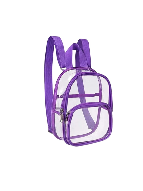Clear Backpack for Stadium Events Small Clear Bag with Front Pocket, 8.9" Waterproof Stadium Approved Transparent PVC Backpack, Adjustable Women Backpack for Concert Sport Travel
