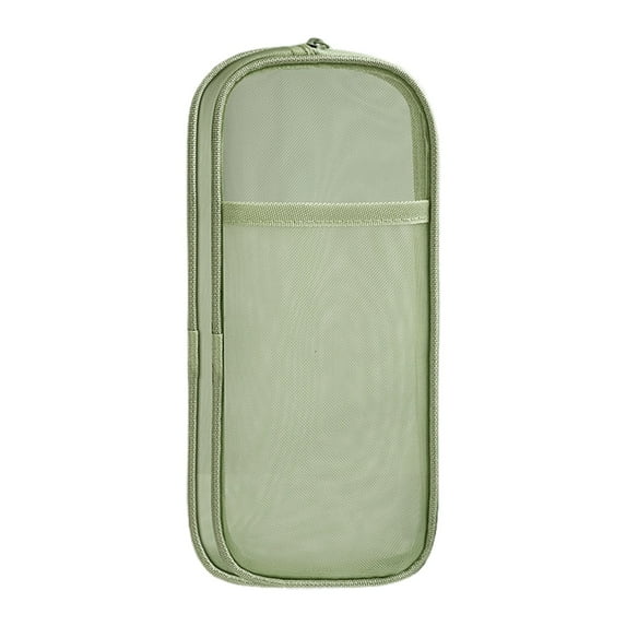 Yhmxh Clear Mesh Pencil Case Pouch, Clearly Visible Grid Pen Cases Organizer for Adult, Travel Toiletry Cosmetic Bag, Zipper Transparent Stationary Makeup Bag for Office College-Green