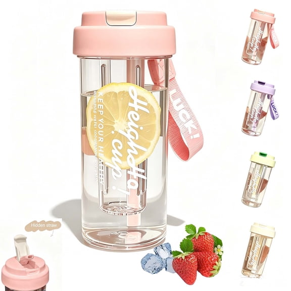 Yhmxh Clear Tumbler with Lid and Straw 20 oz, BPA Free Flip Top Tumblers with Fruit Infuser, Reusable Coffee Tumbler Leakproof Travel Water Cup, Sport Drinking Bottle for Cold Hot Drinks, Juice