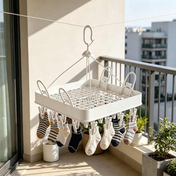 Yhmxh Clip Hangers with 26 Clips, Drying Rack Clothing Sock Hanger for Drying, Hanging Clothes Dryer Underwear Hangers Racks Laundry Herb Socks Panty Wet Bra Lingerie for Indoor & Outdoor Use