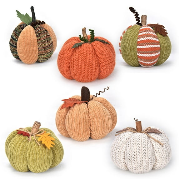 Yhmxh Crochet Pumpkin Faux Fall Pumpkins Throw Pillows Decor 7"x7" Halloween Crochet Pumpkins Toy Handmade Pumpkins Ornaments for Thanksgiving Harvest Wedding Table Centerpiece Kitchen Decor