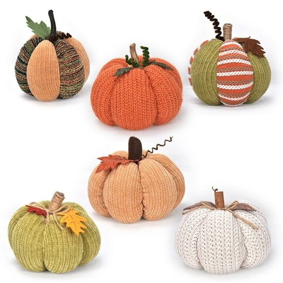 Yhmxh Crochet Pumpkin Faux Fall Pumpkins Throw Pillows Decor 7"x7" Halloween Crochet Pumpkins Toy Handmade Pumpkins Ornaments for Thanksgiving Harvest Wedding Table Centerpiece Kitchen Decor