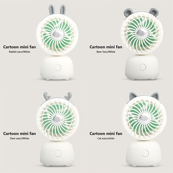 Yhmxh Cute Animal-Ears Mini Desk Fan, 4-Inch USB Rechargeable Quiet Personal Air Cooler for Office, Lightweight Cartoon Mini Fan, Portable Summer Cooling Fan for Students, Desktop, Home