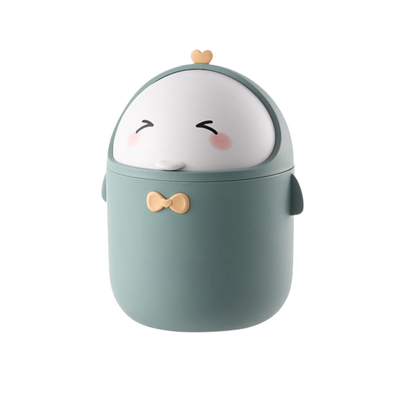 Yhmxh Cute Cartoon Desktop Trash Can with Lid, Mini Waste Bin Countertop Garbage Can, Small Tabletop Trash Holder for Office Desk, Vanity, Bedroom, Dorm, Adorable Animal-Shaped Storage Bin