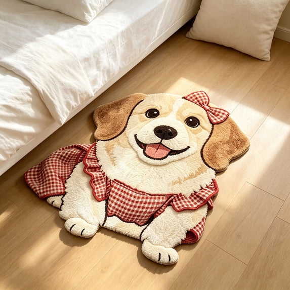 Yhmxh Cute Cartoon Dog Bath Mat, Funny Soft Plush Bathroom Rugs Decor for Dog Lovers, 23.62" x 15.75" Absorbent Non Slip Bath Rug Washable Floor Mat for Bathroom Tub, Kitchen, Bedroom