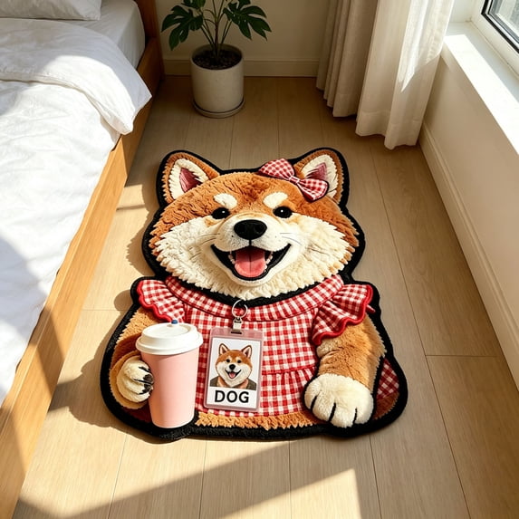 Yhmxh Cute Cartoon Dog Bath Mat, Funny Soft Plush Bathroom Rugs Decor for Dog Lovers, 23.62" x 15.75" Absorbent Non Slip Bath Rug Washable Floor Mat for Bathroom Tub, Kitchen, Bedroom