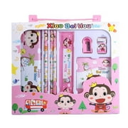 Yhmxh Cute Pencil and Notepad Set With Custom Case, Include 3Pccs Pencil, 1Pcs Stationery Storage Box, 3Pcs Ruler, 1Pcs Erasers and Pencil Sharpener Office Supplies