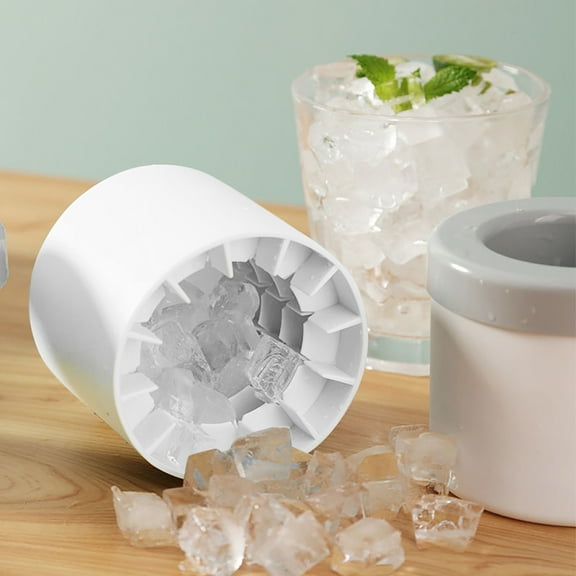 Yhmxh Cylinder Silicone ICE Moldss Mold, New 3D ICE Moldsss Maker, Decompress Ice Lattice, Crushed Ice Maker Cup,Press-Type Easy-Release Ice Cup, Holds to 60 ICE Moldsss Portable Ice Bucket Mold