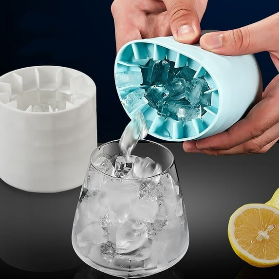 Yhmxh Cylinder Silicone ICE Moldss Mold, New 3D ICE Moldsss Maker, Decompress Ice Lattice, Crushed Ice Maker Cup,Press-Type Easy-Release Ice Cup, Holds to 60 ICE Moldsss Portable Ice Bucket Mold