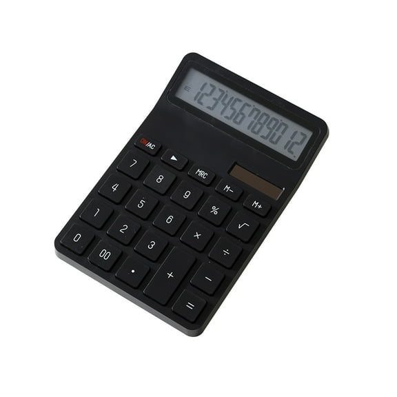 Yhmxh Desk Calculator 12 Digit with Big Buttons, Desktop Dual Power Battery and Solar Desk Calculators with Large LCD Display for Home and Office Use, Auto Sleep Calculators (Black)
