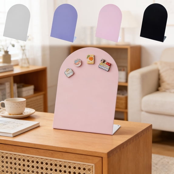 Yhmxh Desk Magnetic Bulletin Board Arched Top Metal Tabletop Memo Souvenir/Photos Display Board Magnet Display Stand for Home Kitchen Menu Table Office Supplies 7.87"x11.02"