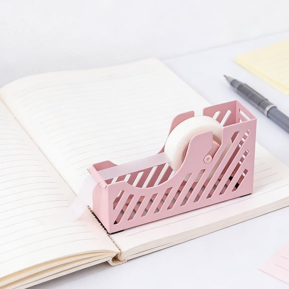 Yhmxh Desktop Tape Dispenser Heavy Duty Desk Accessories Floral Office Tape Dispensers, Weighted Non-Skid Base, Macaron Purple (Fits 1" Core)