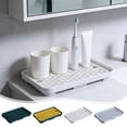thumbnail image 1 of Yhmxh Drainable Bathroom Sink Tray, Countertop Organizer with Self-Draining Design, Multi-Use Kitchen Sponges Tray, Bathroom and Kitchen Soap Dish and Dispenser Tray for Toothbrush, Cup, Sponge, 1 of 7