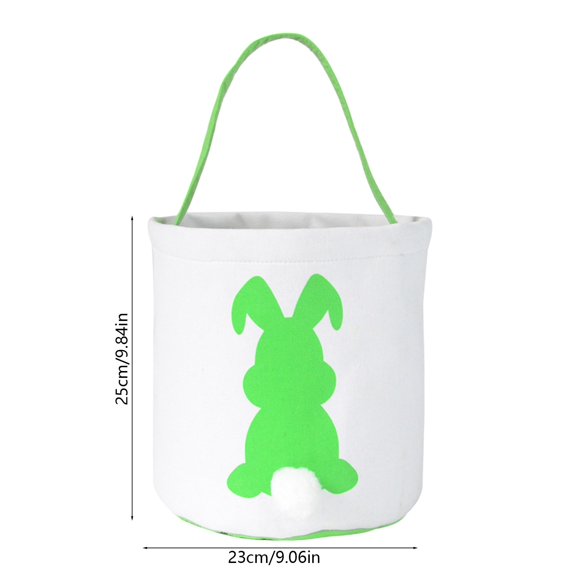 Yhmxh Easter Bunny Basket Egg Bags Rabbit Bucket Canvas Tote Printed Bunny Fluffy Tails for Easter Egg Hunts Party Decoration Favor Decorations Candy Gifts Easter Egg Storage Tote