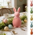thumbnail image 1 of Yhmxh Easter Decorations Pastel Flocked Bunny Figurines 3.94 Inch Tiered Tray Decor Bow Tied Bunny Shape Tabletop Centerpiece Spring Home Signs for Easter Party Living Room Office, 1 of 7