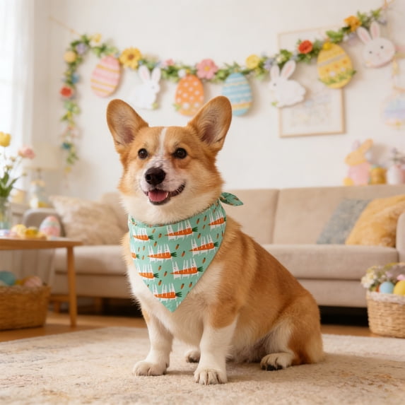 Yhmxh Easter Dog Bandanas Bunny Bandanas for Dogs Pets Triangle Kerchief Bibs Scarf, Triangle Reversible Bibs Breed for Puppy Cats, Easter Day Photo Props Accessories Pet