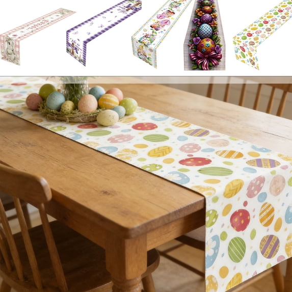 Yhmxh Easter Table Runner Flower Retro 13x36 Inch, Watercolor Easter Eggs Flower Pattern Table Runner, Easter Bunny Table Runner for Holiday Celebration, Kitchen, Party, Dinning Decorations