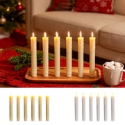Yhmxh Flameless Flickering Taper Candles with Remote Control, 7.5 Inch Dripless Battery Operated LED Window Candles Timer, Set of 6 Plastic 3D-Wick Dripping-Wax Effect Flameless Candlesticks