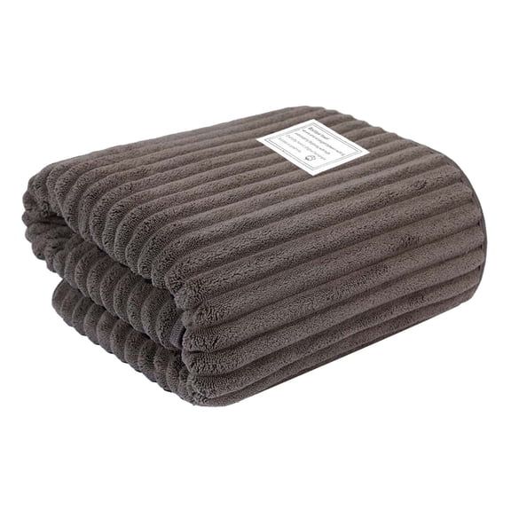 Yhmxh Fleece Throw Blanket for Kids, Small Soft & Warm Fluffy Light Grey Blanket, Silky 3D Ribbed Jacquard Lightweight Throw Blanket, Decorative and Giftable Striped Blankets for Chlidren 28"x56"