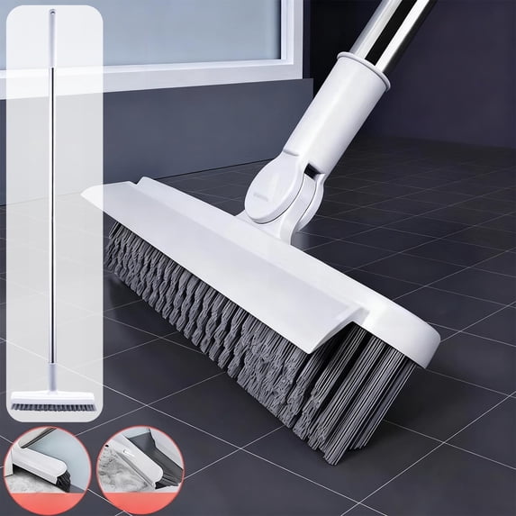 Yhmxh Floor Scrub Brush with 40-Inch Long Adjustable Handle 2 in 1 Scrape Brush Stiff Bristle Floor Scrubber, Heavy-Duty Scrubber Brush for Cleaning Shower Bathroom Garage Kitchen Wall Deck Tub Tile