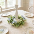thumbnail image 1 of Yhmxh Floral Candle Rings Wreath Small Spring Summer White Artificial Flowers Greenery Wreaths for Pillars, Mini Candle Holder Kitchen Cabinets Table Centerpieces Wedding Party Farmhouse Decor, 1 of 6