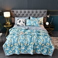 thumbnail image 1 of Yhmxh Floral Printed Quilt Cooling Comforter, Lightweight Soft Breathable Summer Quilt for Hot Sleeper, Machine Washable Cotton Cooling Blanket for Night Sweater (60"x80", Blue), 1 of 6