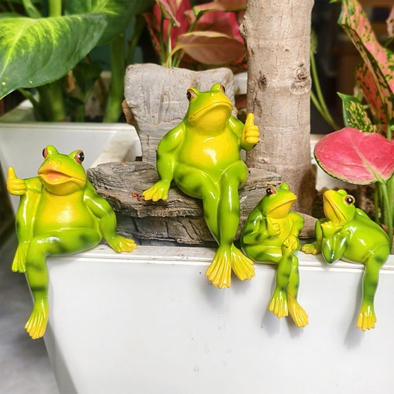 Yhmxh Frog Figurine Garden Decor Set of 2, Funny Lazy Frog Garden Statues Yard Decoration Outdoor Holiday Decorations, Unique Art Outdoor Lawn Ornament for Pond Pool Patio Front Porch Backyard