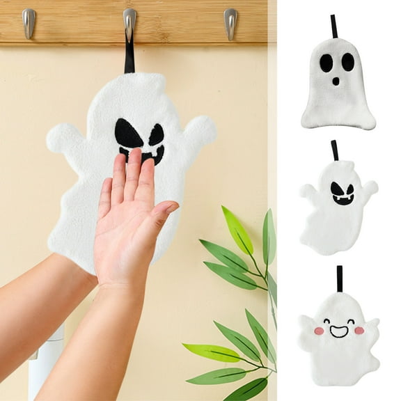 Yhmxh Ghost Hand Towels Halloween Ghost Embroidered Premium Luxury Decor Kitchen Decorative Dish Towels Set for Drying, Bathroom Hanging Hand Towels for Cleaning, Cooking, Holiday Towels Gift